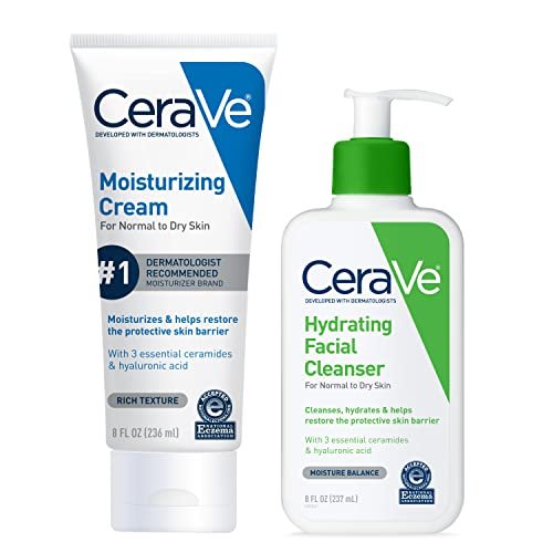 cerave skin care set, moisturizing cream & hydrating facial cl...