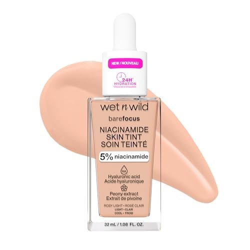wet n wild bare focus skin tint, 5% niacinamide enriched, buil...