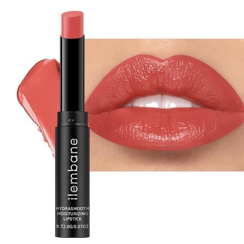 ilembane hydrating tinted lipstick, brick red glossy lip balm...