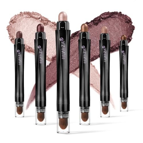 luxaza 6pcs cream eyeshadow stick makeup sets, metallic and ma...