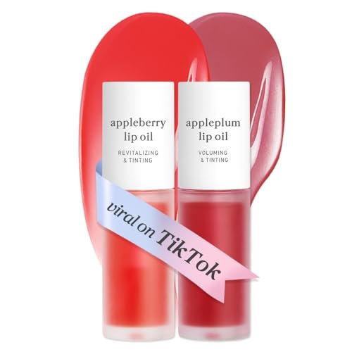 nooni korean lip oil set appleberry & appleplum plumping t...