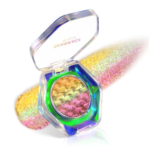 charmacy chameleon diamond rainbow eyeshadow, multichrome face...