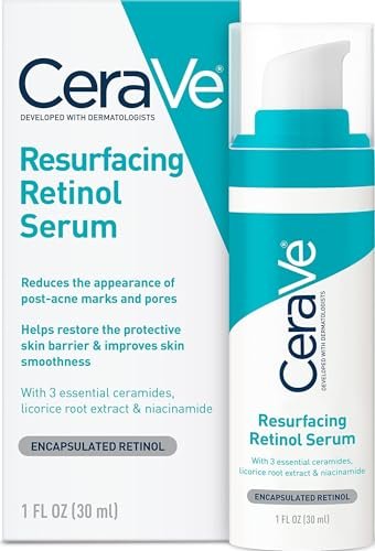 cerave resurfacing retinol face serum with niacinamide, pore m...