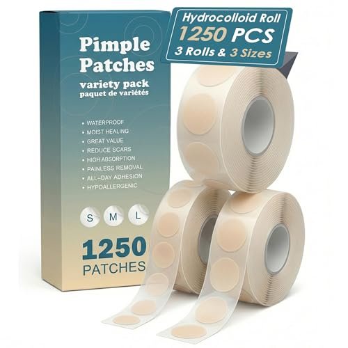 tkgou 1250 counts pimple patches for face 3 size hydrocolloi...