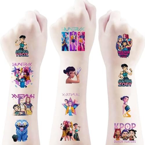 40pcs sheets kpop demon temporary tattoos for kids. cartoon k....