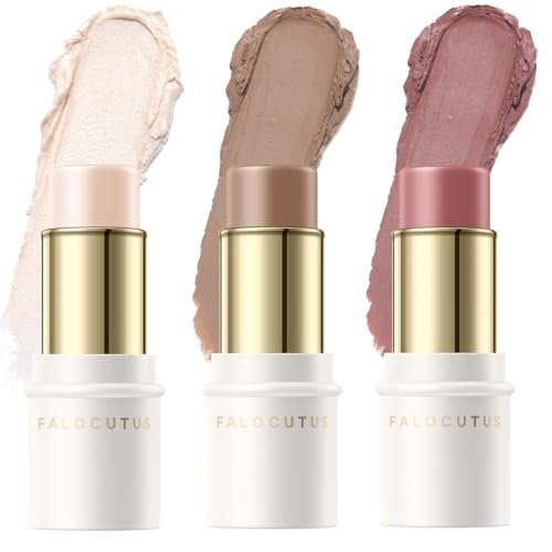 3 pcs light warm contour stick set,professional makeup kit for...