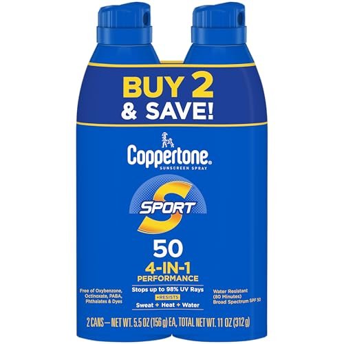 coppertone sport sunscreen spray spf 50, water resistant broad...
