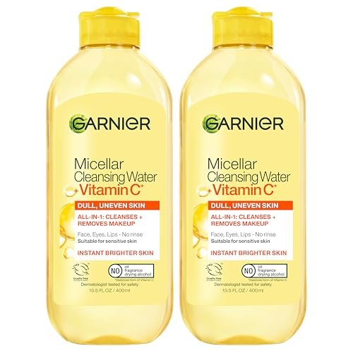 garnier micellar water with vitamin c, facial cleanser & makeu...