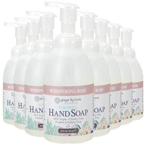 ginger lily farms botanicals foaming hand soap, 20oz/8pk, whis...