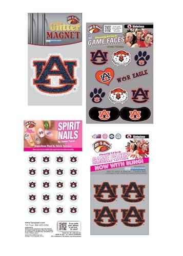 auburn temporary tattoo and fan tailgate bundle
