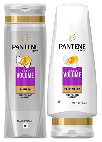 pantene pro v sheer volume, duo set shampoo conditioner, 12.6...