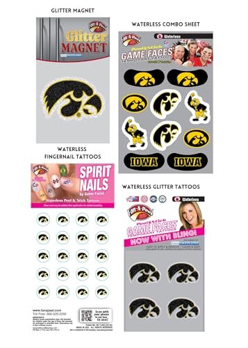 iowa hawkeyes temporary tattoo and fan tailgate bundle