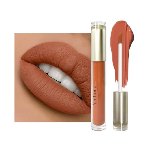ilembane caramel nude matte liquid lipstick long lasting moo...