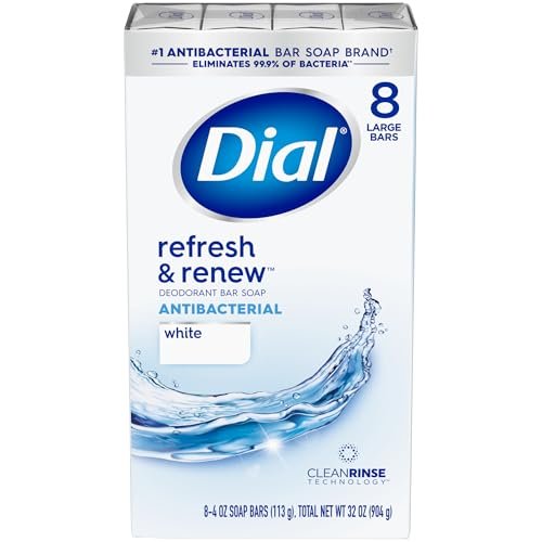 Dial Antibacterial Bar Soap, Refresh & Renew, White, 4 oz, 8 Bars dial antibacterial bar soap, refresh & renew, white, 4 oz, 8 bars