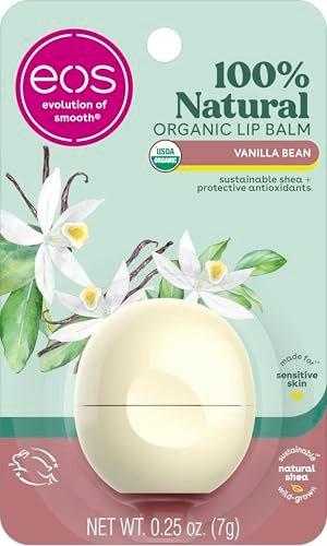 eos 100% natural & organic lip balm sphere vanilla bean, 0.25 oz