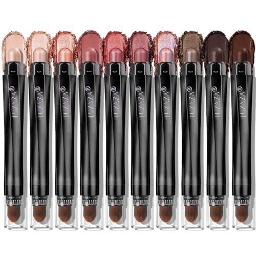 luxaza pro red eyeshadow stick makeup set 10pcs, neutral shimm...