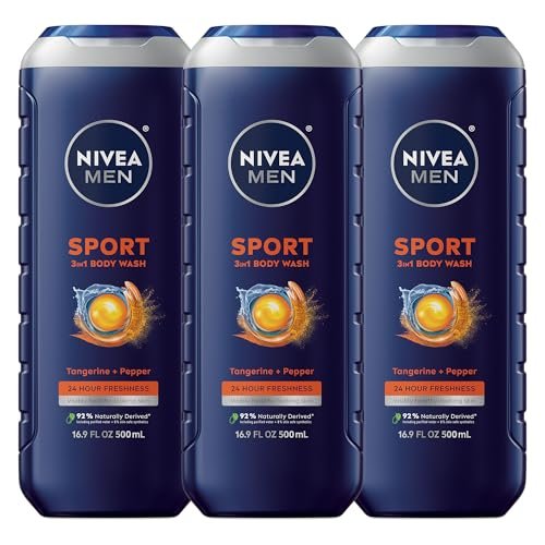 nivea men sport 3 in 1 body wash, mulitpack, 3 x 16.9 fl oz