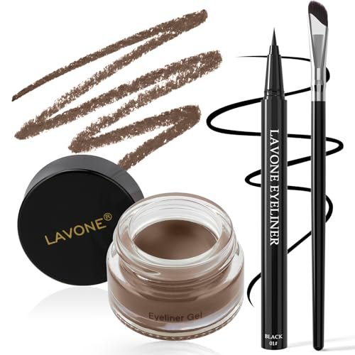 eyeliner kit, waterproof gel eyeliner, liquid liner and brush...