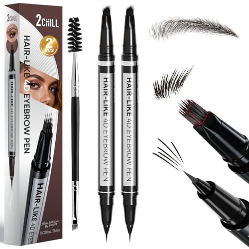 2 pack eyebrow pencils for women, 30°curved magic 2 in 1 eyebr...