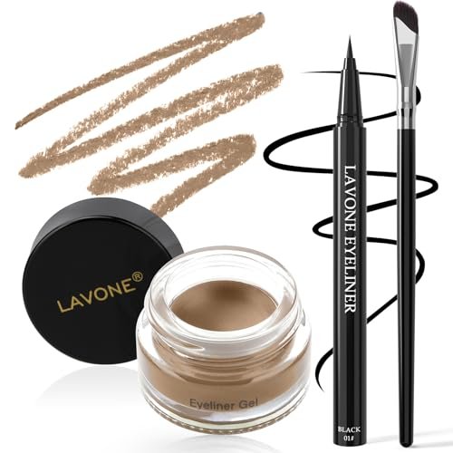 eyeliner kit, waterproof gel eyeliner, liquid liner and brush...