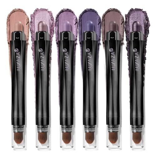 luxaza pro purple eyeshadow stick 6pcs set, metallic shimmer m...