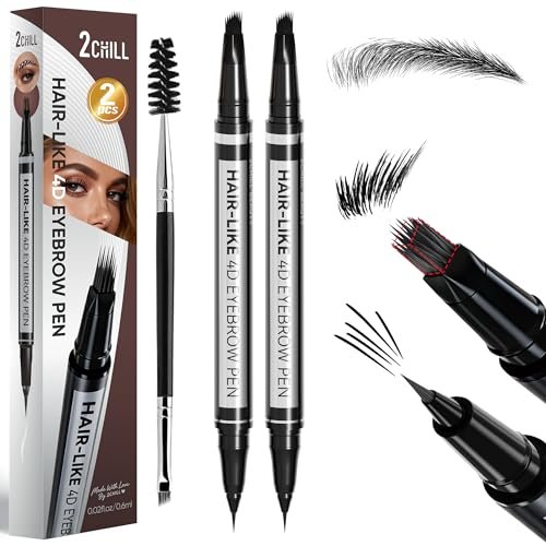 2 pack eyebrow pencils for women, 30°curved magic 2 in 1 eyebr...