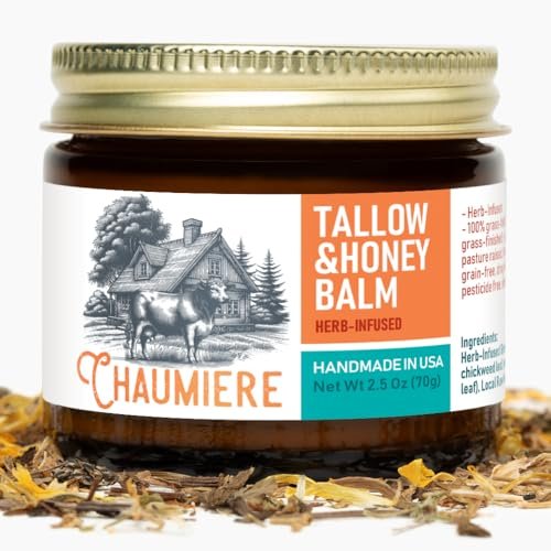 chaumiere herb infused organic grass fed beef tallow honey bal...