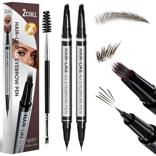 2 pack eyebrow pencils for women, 30°curved magic 2 in 1 eyebr...