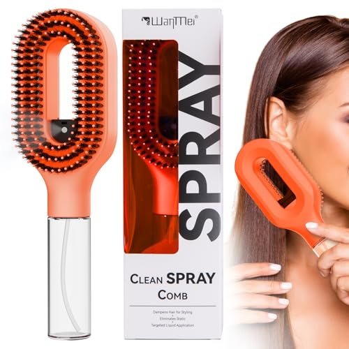 manual anti frizz misting hair brush with refillable reservoir...