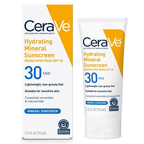 cerave hydrating mineral sunscreen spf 30 with hyaluronic acid...