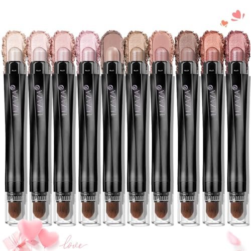 luxaza 10pcs eyeshadow stick,shimmer and neutral champagne pin...
