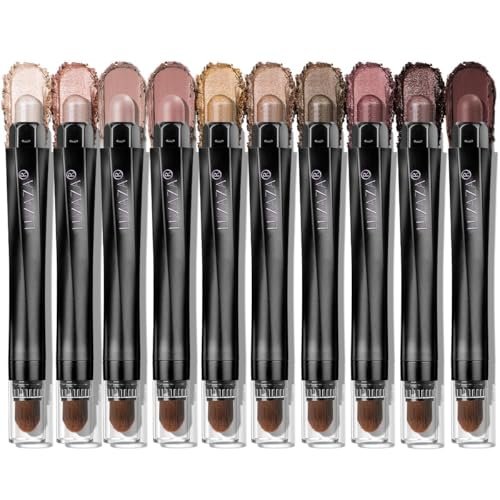 luxaza pro brown eyeshadow stick makeup set 10pcs, neutral shi...
