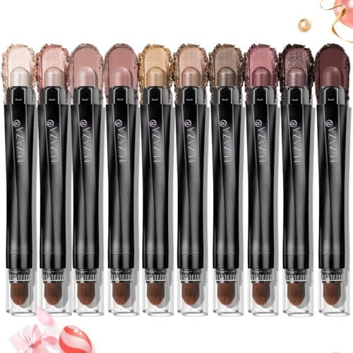 luxaza 10pcs eyeshadow stick,shimmer and matte brown metallic...