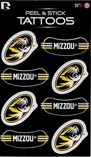ncaa missouri tigers vertical tattoo peel & stick temporary ta...