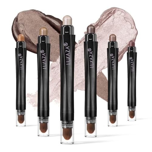 luxaza 6pcs eyeshadow stick makeup sets, smoky brown cream eye...