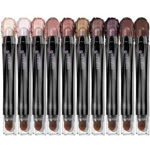 luxaza pro brown eyeshadow stick makeup set 10pcs, neutral shi...