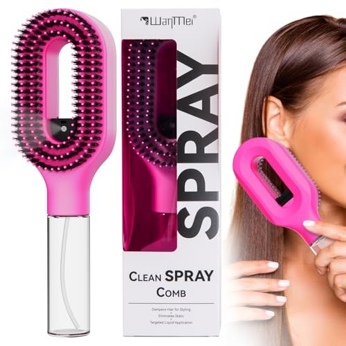 manual 2 in 1 misting hair brush for curly hair, refillable, b...