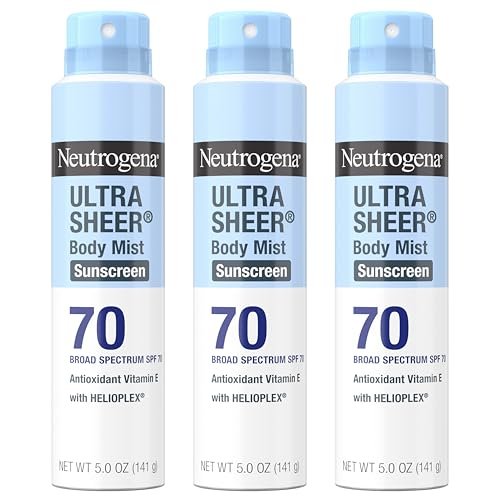 neutrogena ultra sheer dry touch sunscreen spray, spf 70, 3 x...