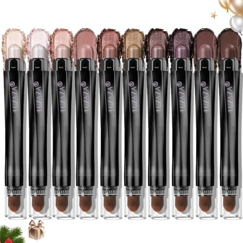 luxaza 10pcs eyeshadow stick,shimmer and matte neutral brown e...