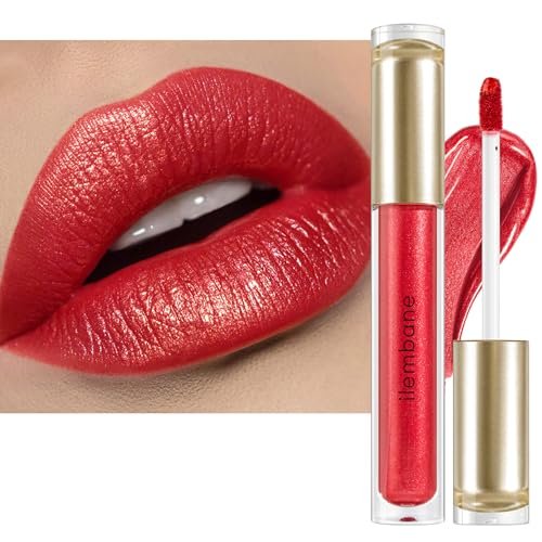 ilembane cherry red metallic liquid lipstick, 12hr long wear